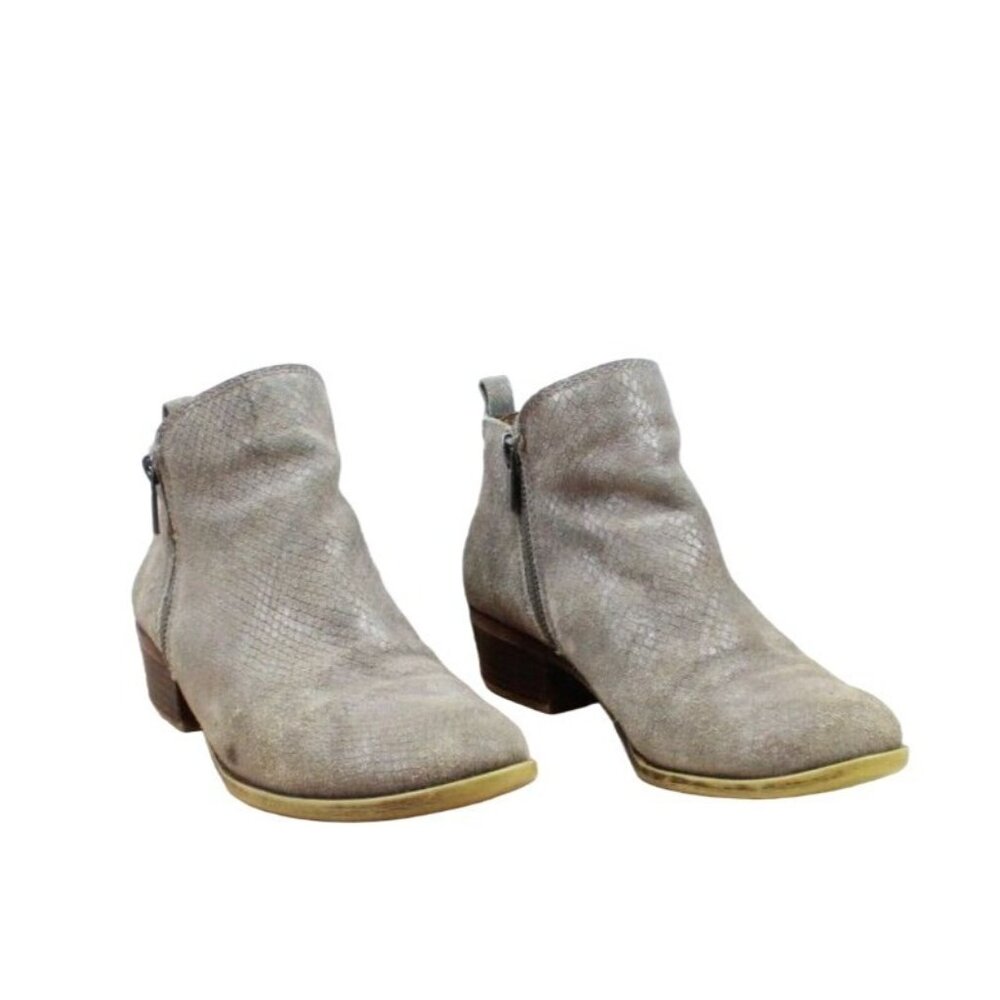 Lucky Brand LK-Basel Gray Snakeskin Leather Side Zip Ankle Bootie Size 7.5 M - Picture 4 of 10